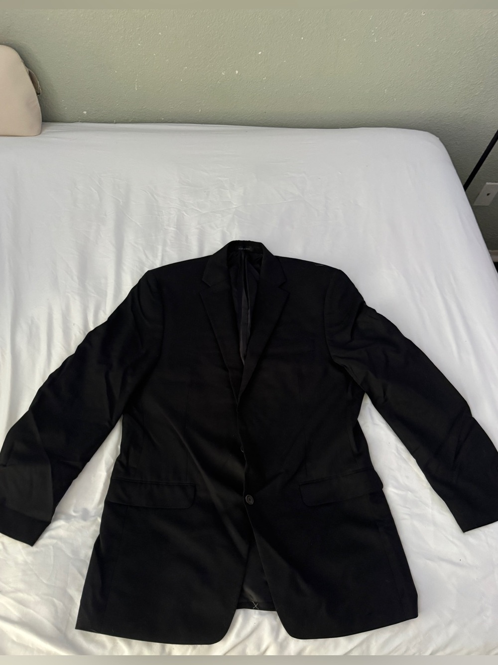 Chaps Men's Black 100% Wool Two-Button Blazer Suit Jacket 42L Long